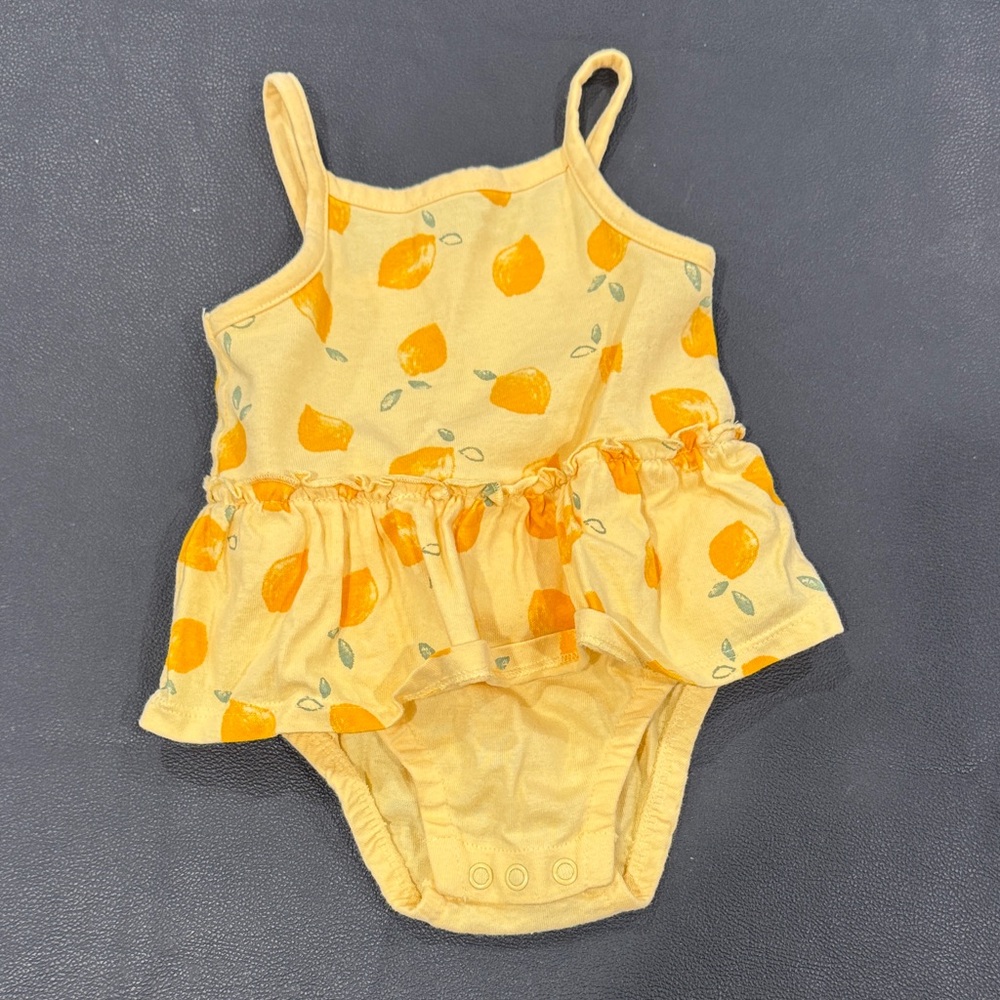 Yellow Lemon Print Kids Bodysuit